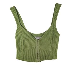 Urban Outfitters Crop Top‎ Womens XS Green Hook & Eye Textured Corset Style Tank